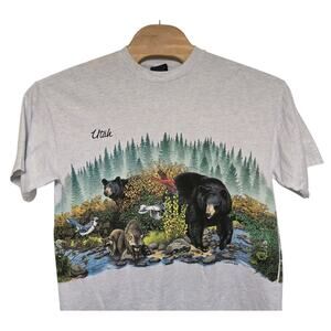 Vintage Habitat Wrap Around Wildlife Nature Bear XL 1993 Single Stitch Utah